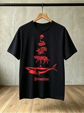Primitive Skateboarding Apparel Men's Predators Tee T-Shirt Black Unisex